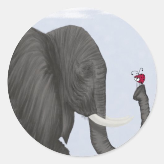 Schattige ellephant en luidolie ronde sticker (Voorkant)