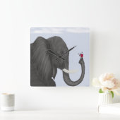 Schattige ellephant en luidolie vierkante klok (Huis)