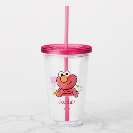 Schattige Elmo | Eigen naam toevoegen Acryl Drinkbeker (Voorkant)