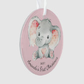 Schattige elphant-meisjes Eerste Kerstfeest Ornament (voorkant)