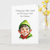 Schattige Elvis Boy | Vreugde aan uw Wereld Kerstm Kaart (Gele Bloem)