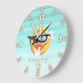 Schattige Emoji Face-Be altijd gelukkig Grote Klok (Hoek)