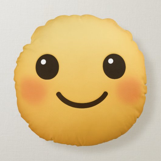 Schattige emoji-gezicht rond kussen (Voorkant)