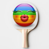Schattige emoji gezicht tafeltennisbatje (Achterkant)