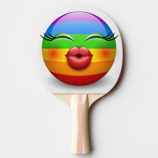 Schattige emoji gezicht tafeltennisbatje (Achterkant)