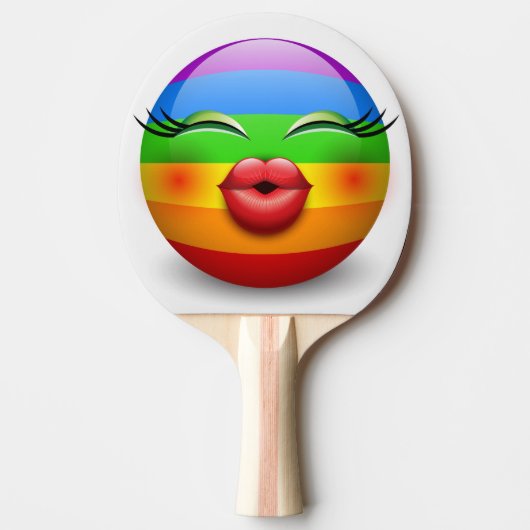 Schattige emoji gezicht tafeltennisbatje (Voorkant)