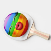 Schattige emoji gezicht tafeltennisbatje (Zijkant)