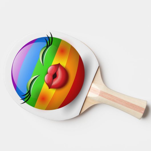 Schattige emoji gezicht tafeltennisbatje (Zijkant)