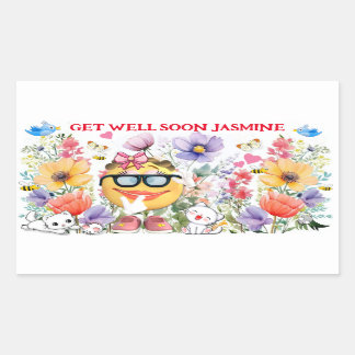 Schattige Emoji Karakter Get Well Rechthoekige Sticker