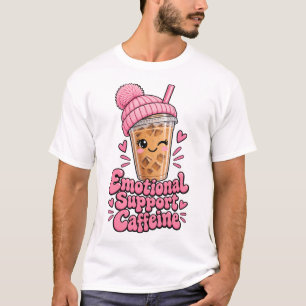 Schattige emotionele steun cafeïne ijskoude koffie t-shirt