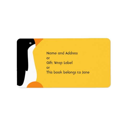 Schattige Emperor Penguin Cartoon Naam Adres Label (Voorkant)