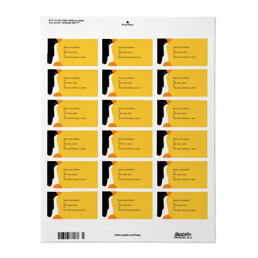 Schattige Emperor Penguin Cartoon Naam Adres Label (Full Sheet)