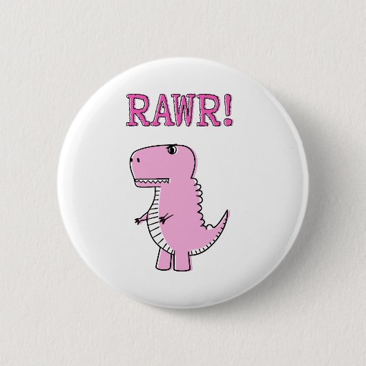 Schattige en boze roze cartoon T-Rex dinosaurus Ronde Button 5,7 Cm (Voorkant)