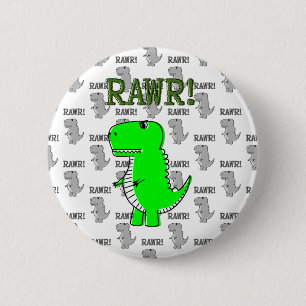 Schattige en boze T-Rex met zwart-witpatroon Ronde Button 5,7 Cm
