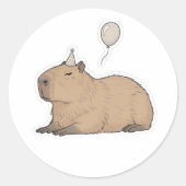 Schattige en Chill Capybara Ronde Sticker (Voorkant)