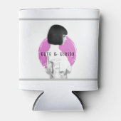 Schattige en Classy Meisje Roze en Zwart Blikjeskoeler (Voorkant)