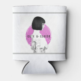 Schattige en Classy Meisje Roze en Zwart Blikjeskoeler