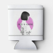 Schattige en Classy Meisje Roze en Zwart Blikjeskoeler (Achterkant)