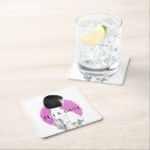 Schattige en Classy Meisje Roze en Zwart Kartonnen Onderzetters (Insitu)