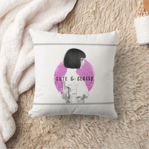 Schattige en Classy Meisje Roze en Zwart Kussen