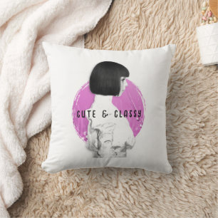 Schattige en Classy Meisje Roze en Zwart Kussen