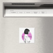 Schattige en Classy Meisje Roze en Zwart Magneet (Insitu (Vaatwasser))