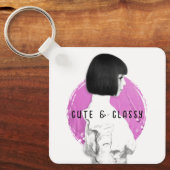 Schattige en Classy Meisje Roze en Zwart Sleutelhanger (Voorkant)