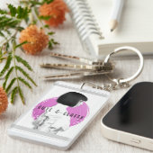 Schattige en Classy Meisje Roze en Zwart Sleutelhanger (Voorkant Rechts)