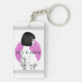 Schattige en Classy Meisje Roze en Zwart Sleutelhanger (achterkant)