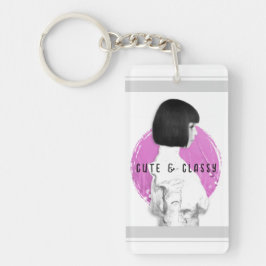 Schattige en Classy Meisje Roze en Zwart Sleutelhanger