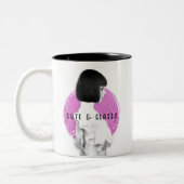 Schattige en Classy Meisje Roze en Zwart Tweekleurige Koffiemok (Links)