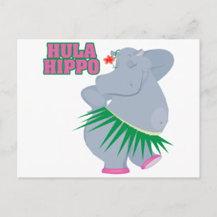 schattige en dwaze luau hula nijlpaard briefkaart