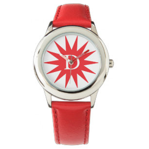 Schattige en eenvoudig Initiaal Red Star Horloge