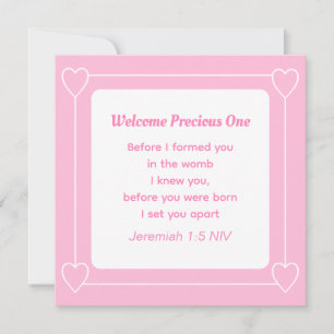 Schattige en eenvoudig licht roze Baby shower wit Kaart
