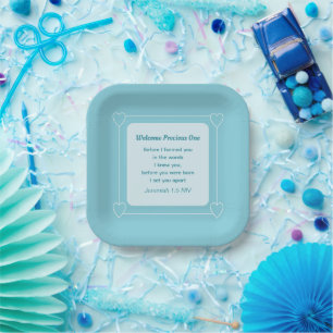 Schattige en eenvoudig lichtblauw Baby shower Papieren Bordje