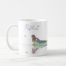 Schattige en eenvoudig meisje en vlinder koffie Mo Koffiemok