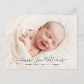 Schattige en Elegant Geboortekaartfoto Briefkaart (Voorkant)