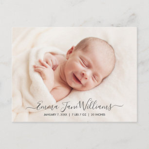 Schattige en Elegant Geboortekaartfoto Briefkaart