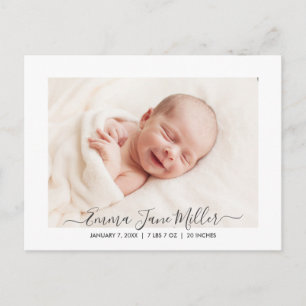 Schattige en Elegant Geboortekaartfoto Briefkaart
