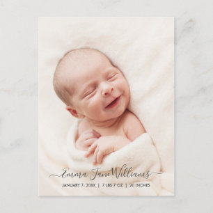 Schattige en Elegant Geboortekaartfoto Briefkaart