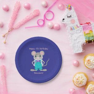 Schattige en elegante kleine muis aangepaste verja papieren bordje