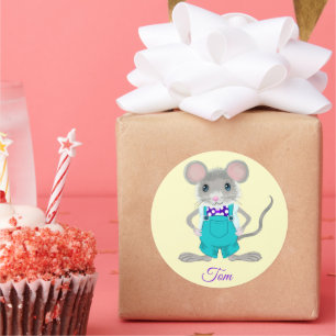 Schattige en elegante kleine muis die gepersonalis ronde sticker