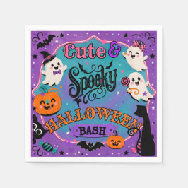 Schattige en eng Halloween-spookjes en pompoenen f Servet
