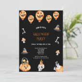 SCHATTIGE EN ENG ZWART EN ORANJE HALLOWEEN FEEST KAART (Staand voorkant)