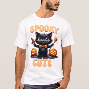 Schattige en enge zwarte kat Klassiek T-shirt