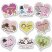 Schattige en Funny Animal Love Puns Sticker Set (Voorkant)