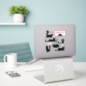 Schattige en Funny Black Kitty Cats Vinyl Sticker (Laptop op bureau)