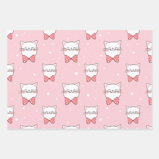 Schattige en Funny Face Cats Cat Lover Inpakpapier Vel (Voorkant 2)