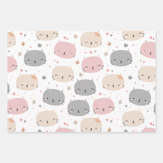 Schattige en Funny Face Cats Cat Lover Inpakpapier Vel (Voorkant)
