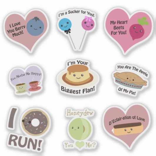 Schattige en Funny Food Puns Sticker (Voorkant)